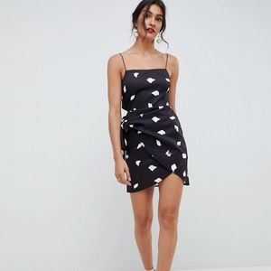 NWOT ASOS DESIGN wrap front bow scuba mini dress